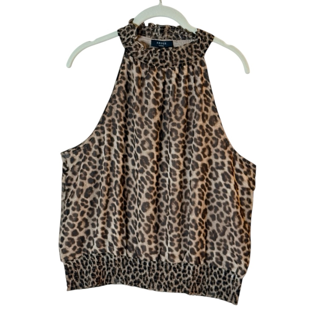 Haver London Leopard Print halter neck style top.